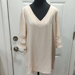 Elegant Cream V-Neck Women's Top